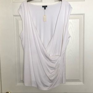 Talbots White Sleeveless Ruched Blouse